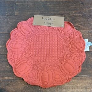 Nicole Miller Set Of 4 Scalloped Edged Rust Pumpkin Quilted Placemats New
